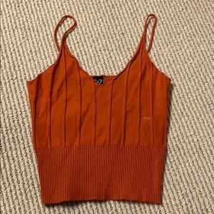 Orange Ribbed Crop Tank